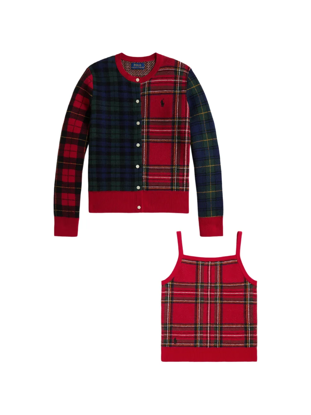 POLO RALPH LAUREN KIDS lot de deux hauts à design patchwork - Rouge POLO RALPH LAUREN KIDS lot de deux hauts à design patchwork - Rouge