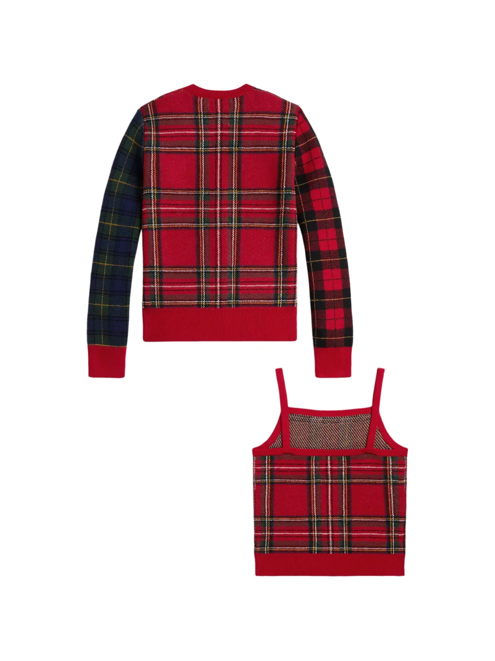 POLO RALPH LAUREN KIDS Twee geruite tops met patchwork Rood