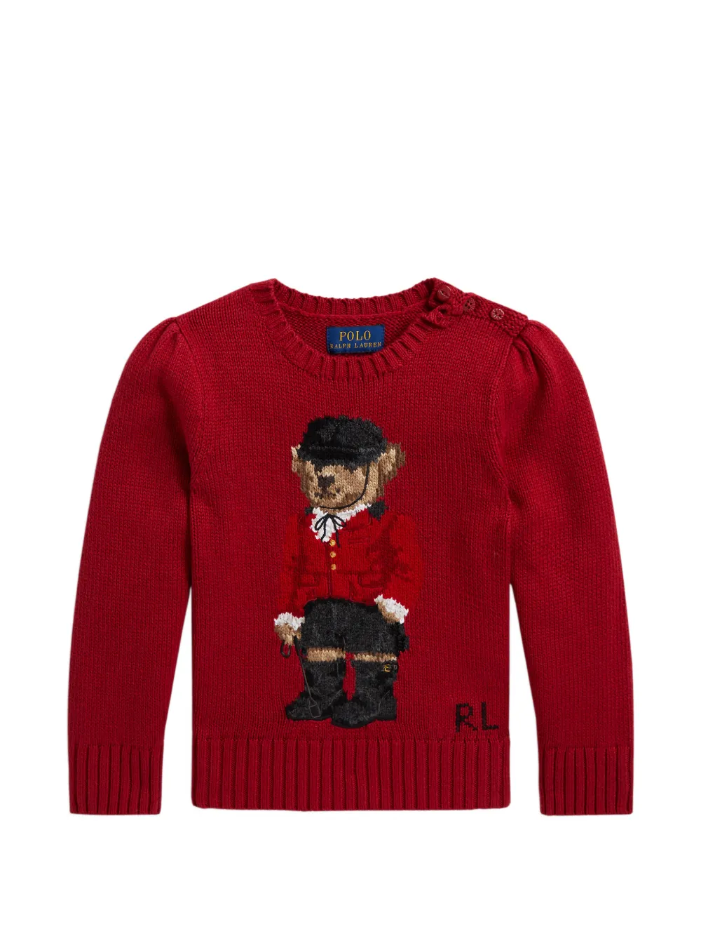POLO RALPH LAUREN KIDS Polo Bear puff-sleeve sweater - Rosso
