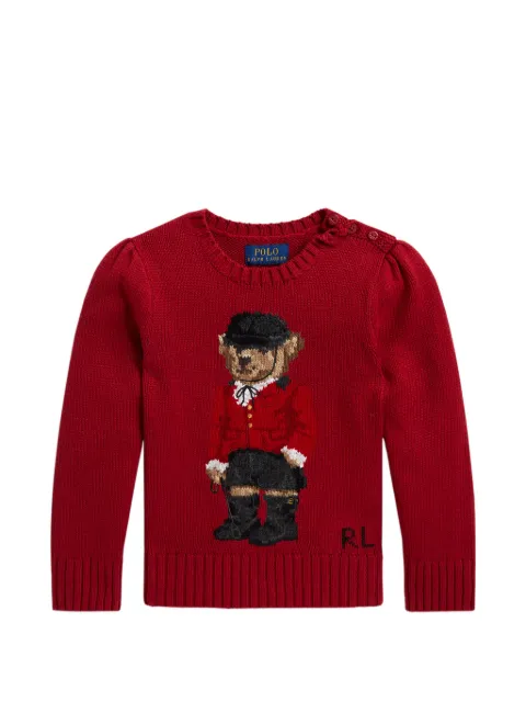 POLO RALPH LAUREN KIDS Polo Bear puff-sleeve sweater
