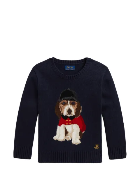 POLO RALPH LAUREN KIDS suéter con motivo de perro en intarsia