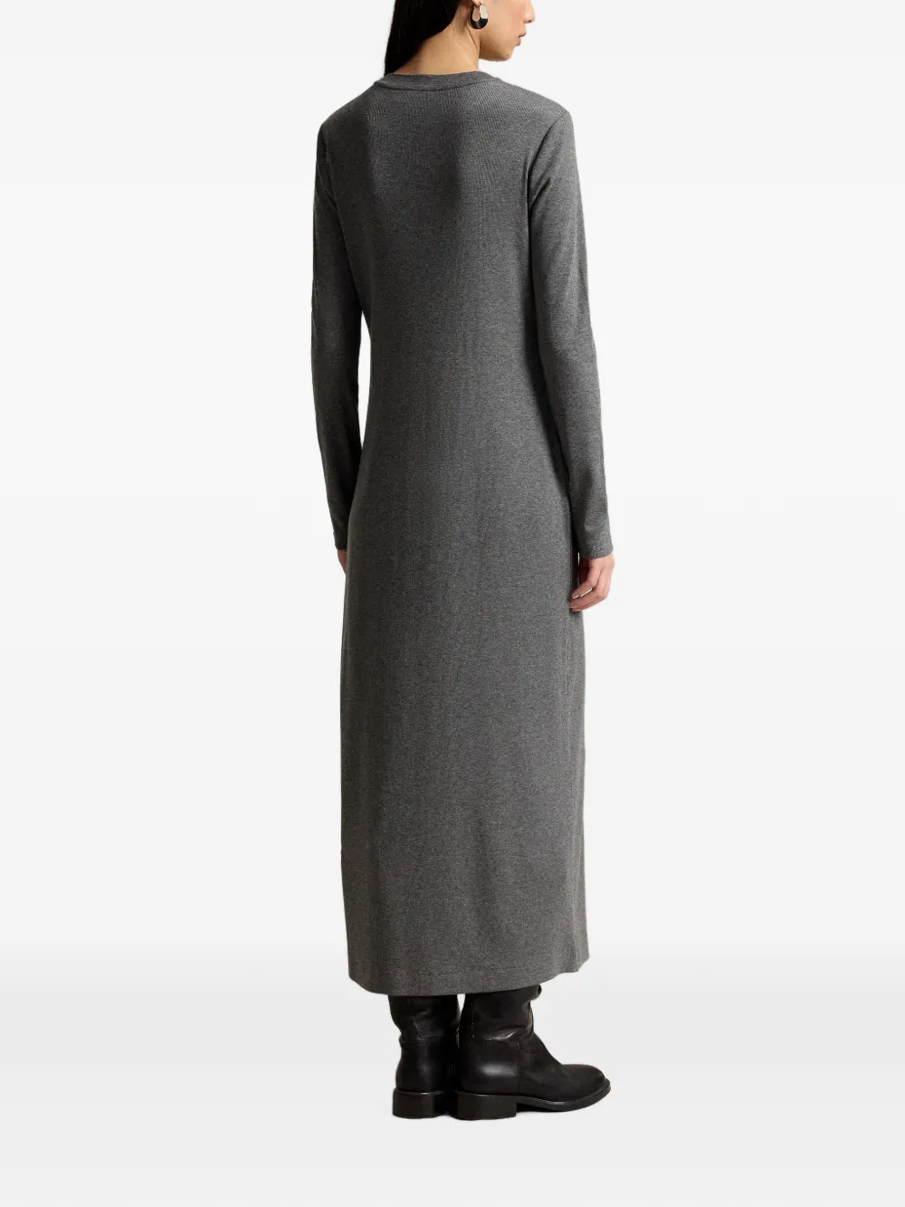 Polo Ralph Lauren Henley maxi-jurk met lange mouwen Grijs