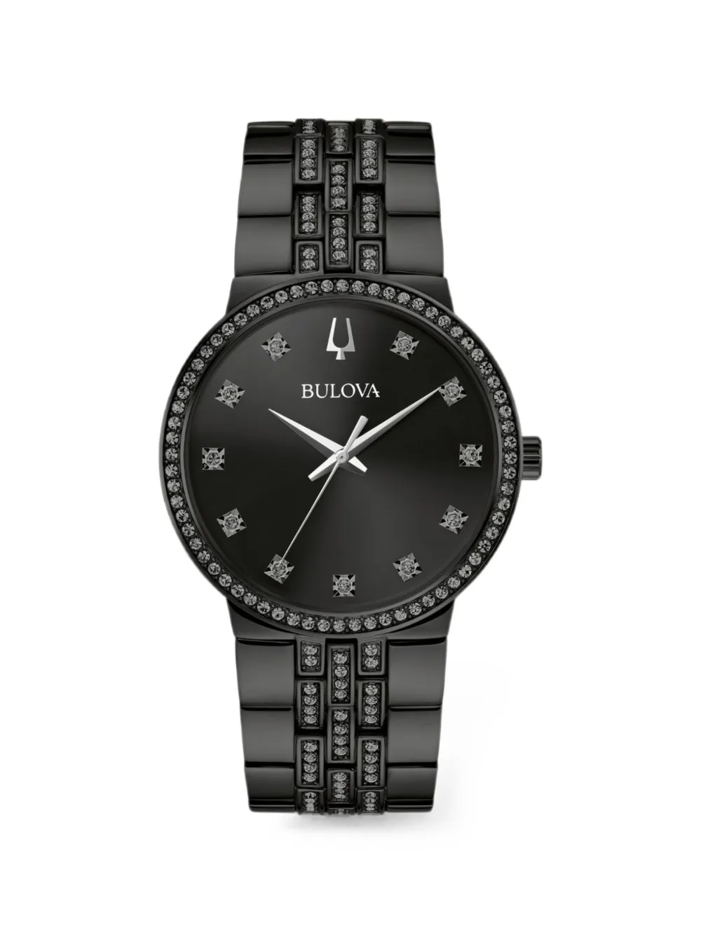 Bulova Gemmed crystal-embellished stainless-steel 40mm watch - Nero