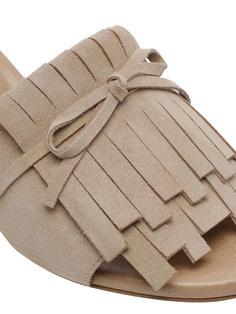 ANGEL ALARCON fringe bow sandals Beige