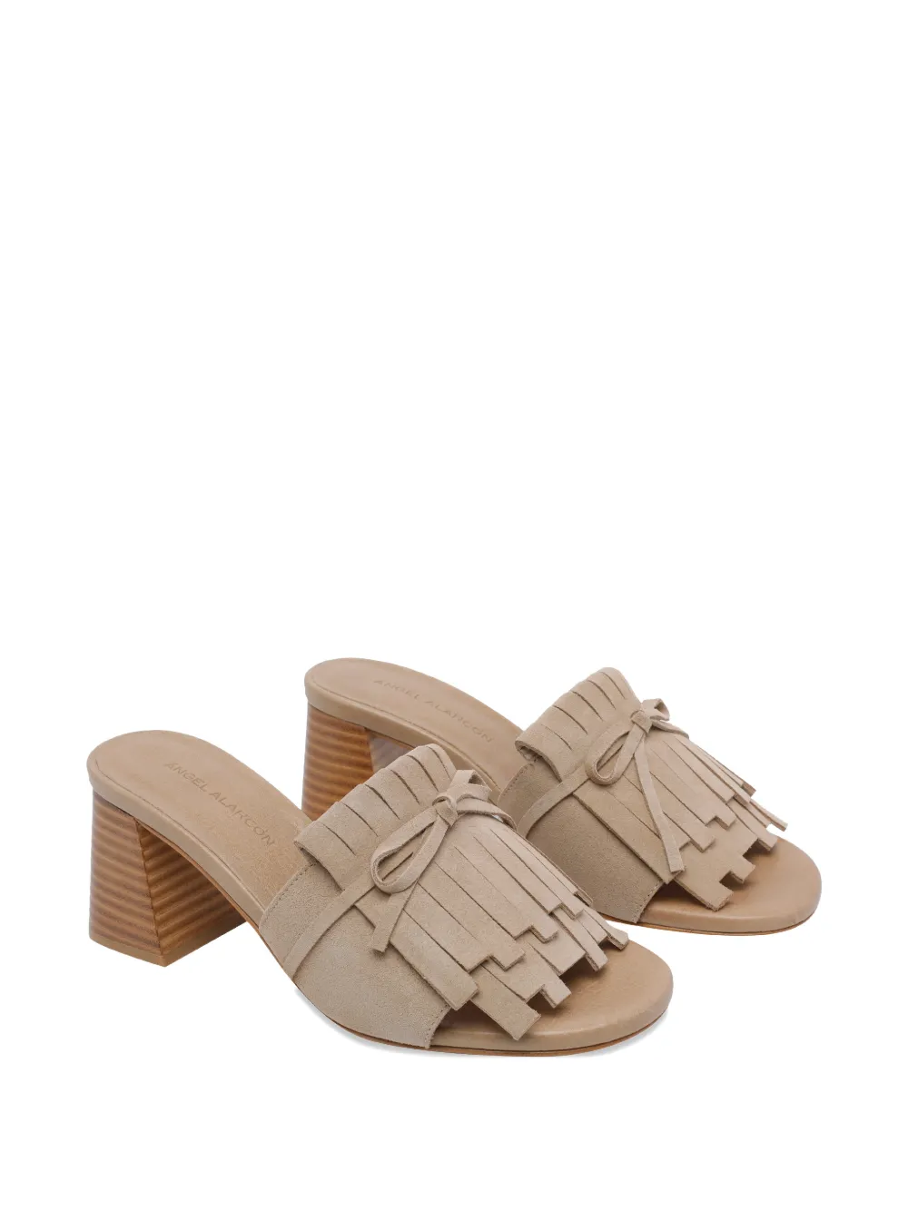ANGEL ALARCON fringe bow sandals Beige
