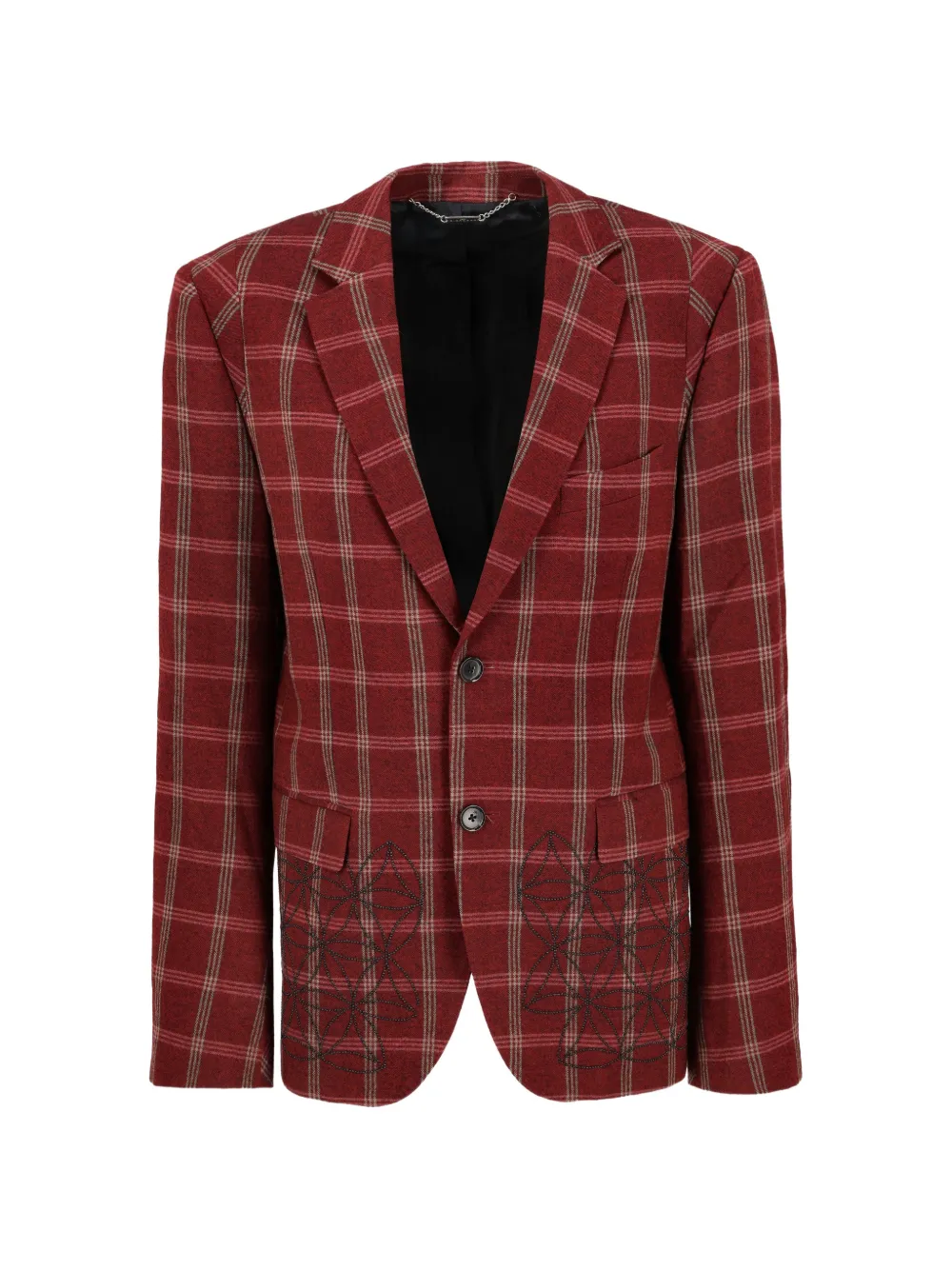 John Richmond Vintage checked embroidered blazer - Rosso