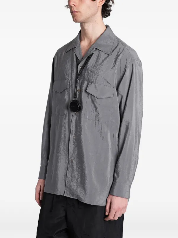 LEMAIRE Convertible Collar Shirt In Dry Silk | Grey | FARFETCH