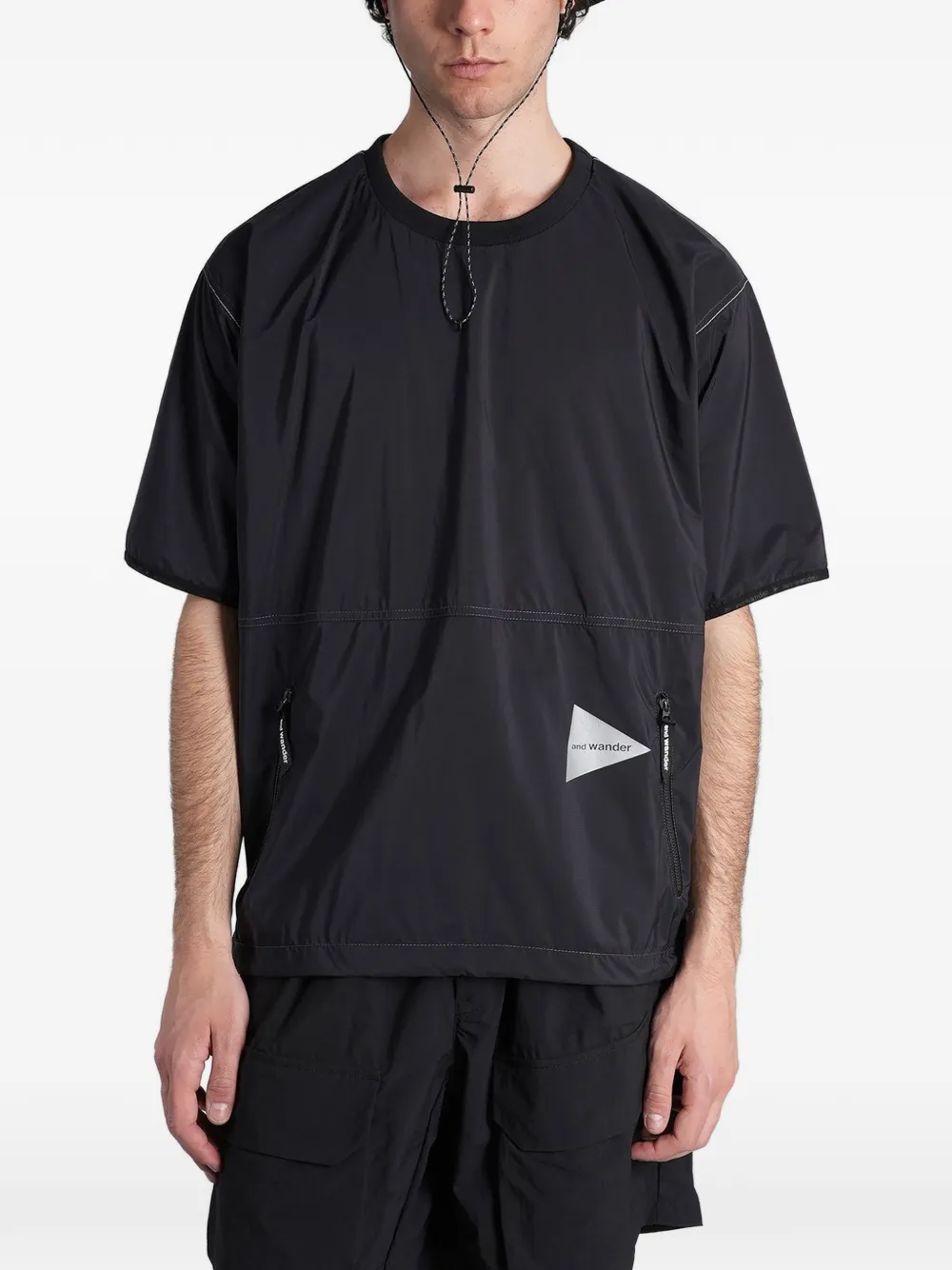 and Wander Pertex Quantum Air logo-print zip-pocket T-shirt - Nero