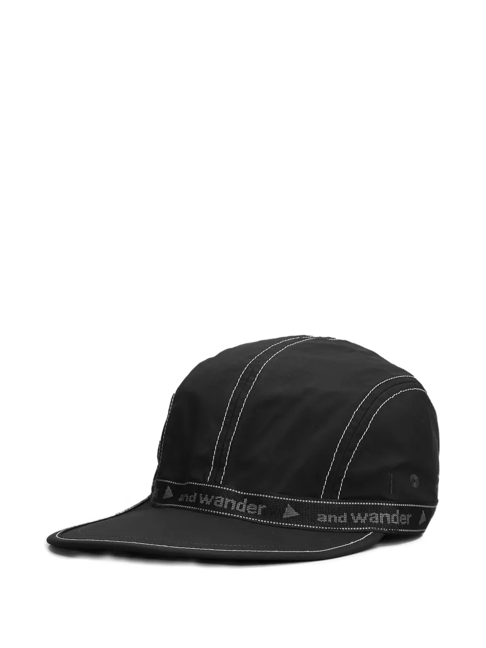 and Wander JQ contrast-stitch logo-tape cap - Nero