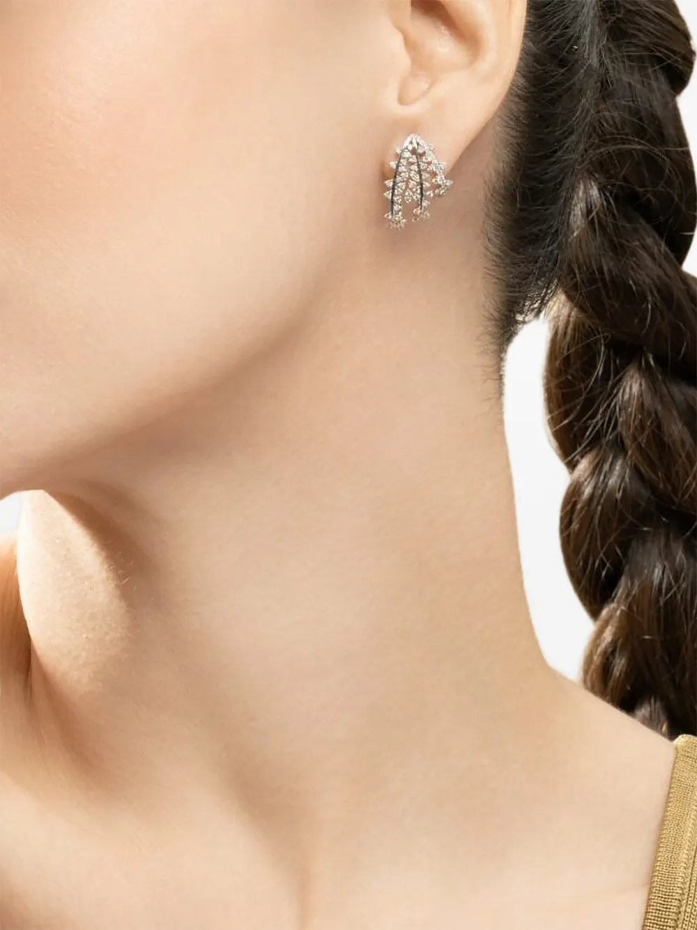 Ananya Diamond Tri-hoop Earrings in Silver, view 3