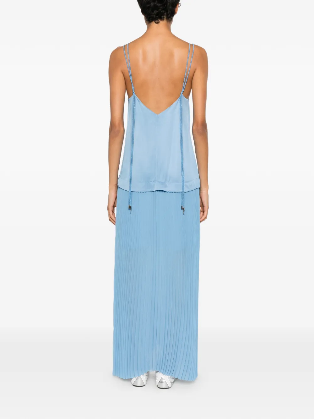 Karl Lagerfeld Geplooide jurk met spaghettibandjes Blauw