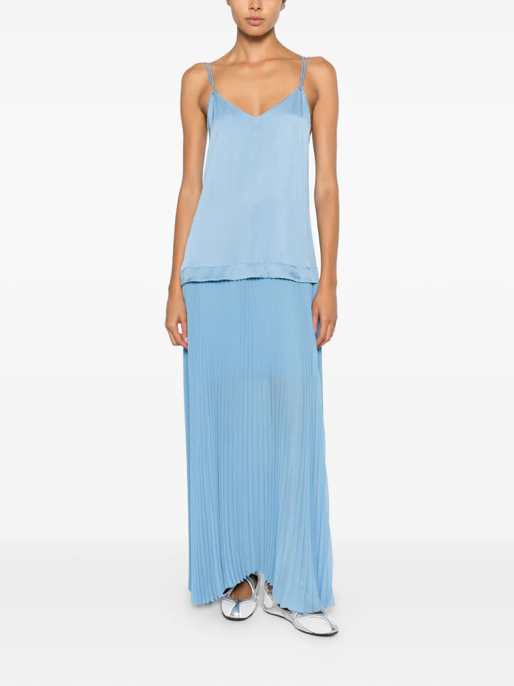 Karl Lagerfeld Geplooide jurk met spaghettibandjes Blauw