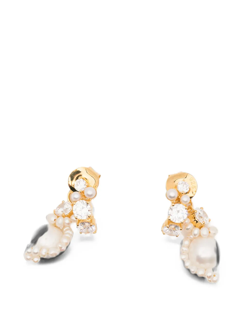 Completedworks pearl and zirconia swirl earrings - Oro