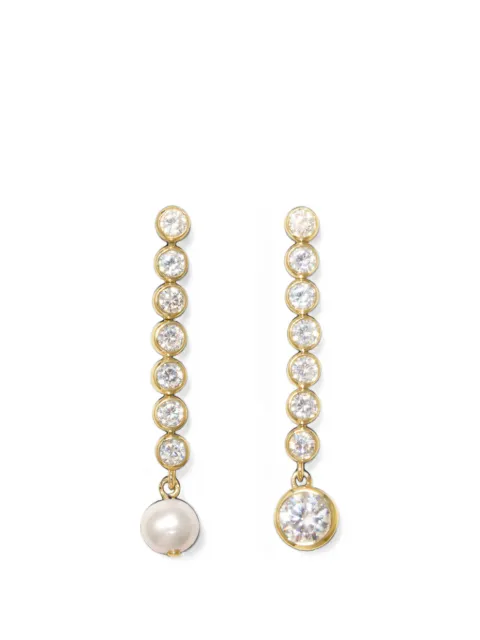 Completedworks zirconia and pearl asymmetric drop earrings
