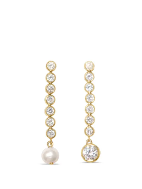 Completedworks zirconia and pearl asymmetric drop earrings