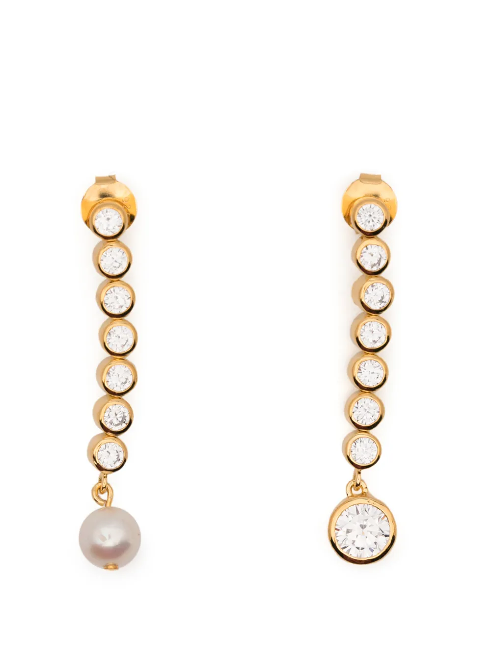 Completedworks zirconia and pearl asymmetric drop earrings - Oro