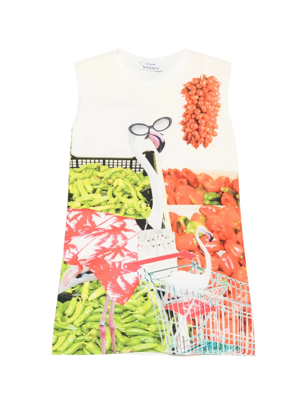 The Artistylist Supermarket-print sleeveless mini dress