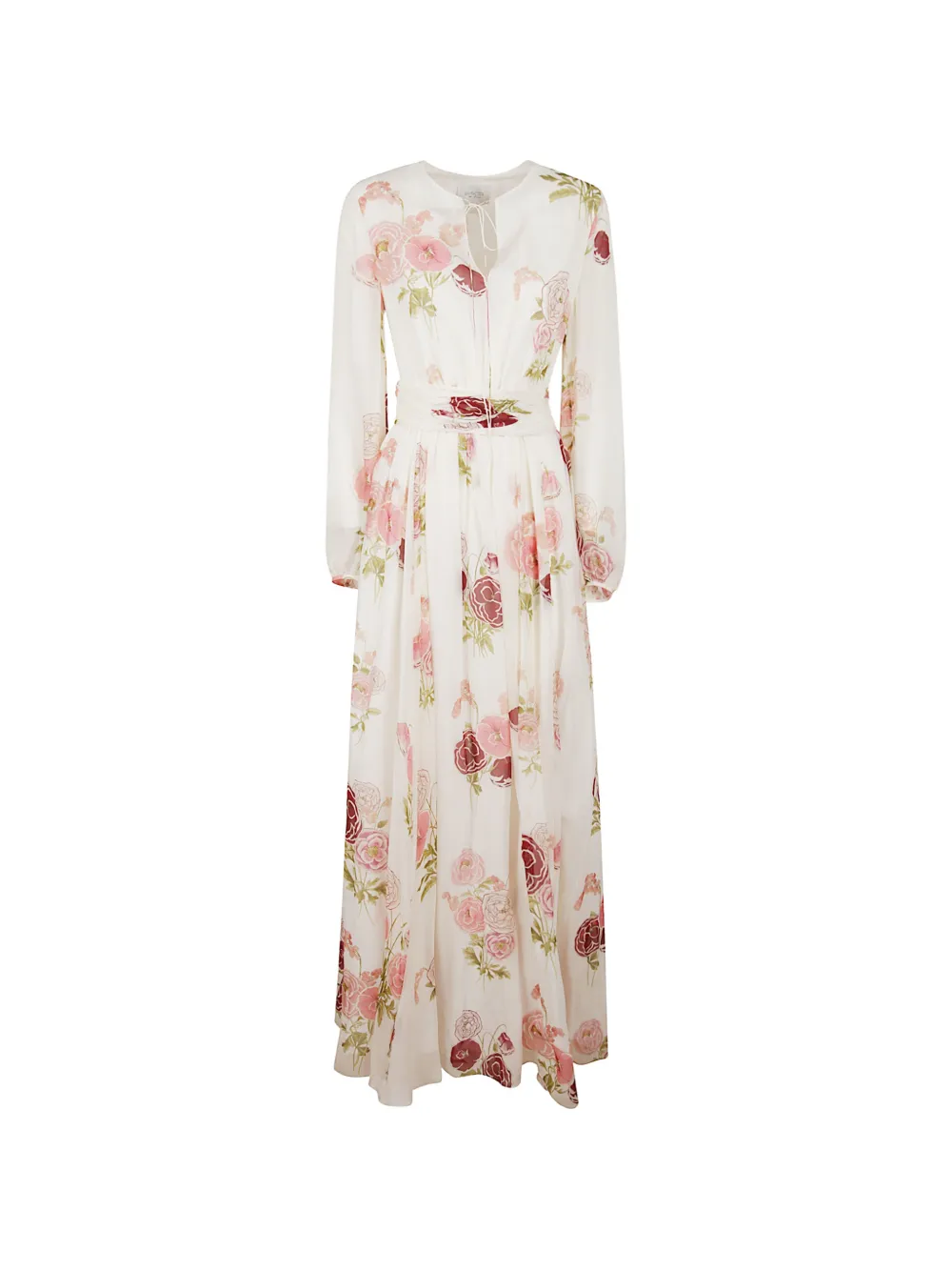 Giambattista Valli floral-print pleated-waist dress - Bianco
