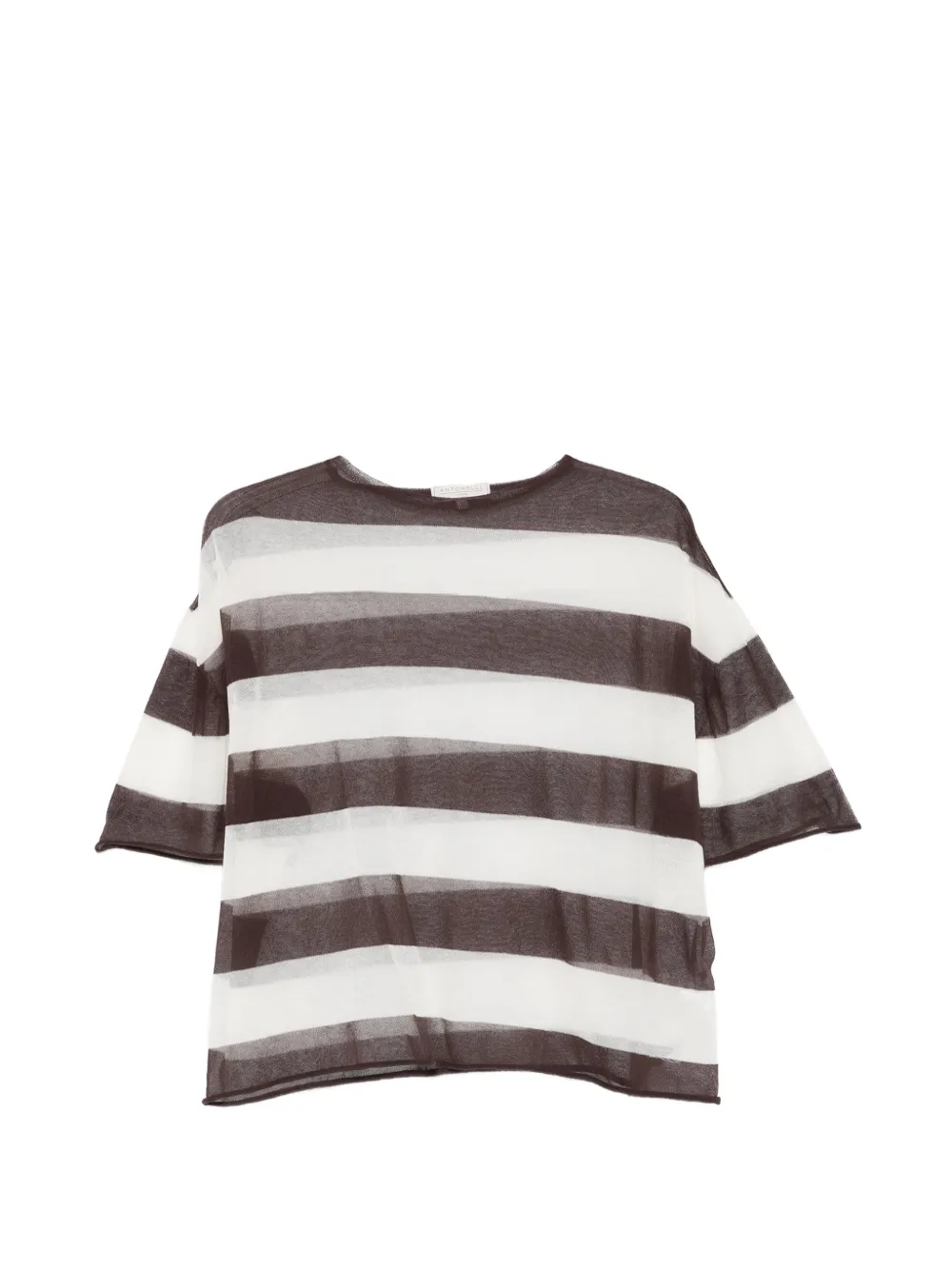 Antonelli Margherita striped sheer T-shirt - Marrone