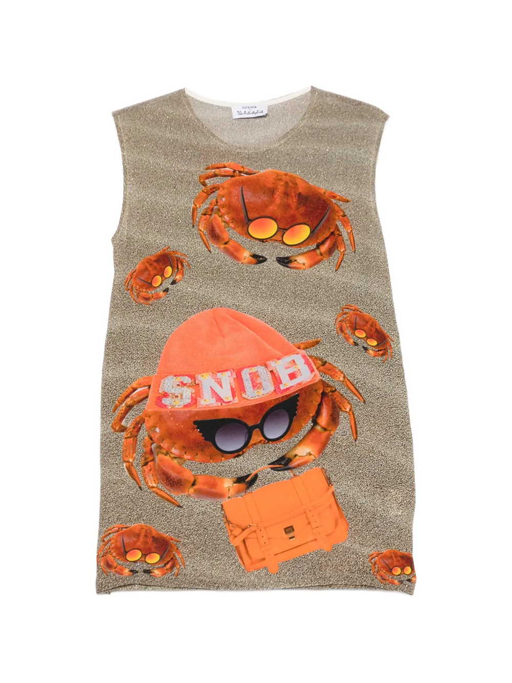 The Artistylist crab-print glitter-finish top - Nude
