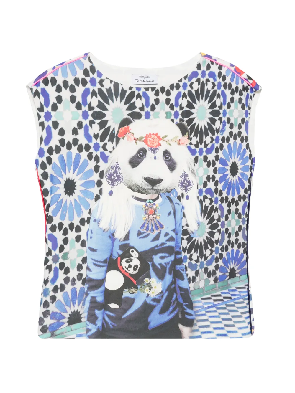 The Artistylist panda-print geometric-pattern tank top - Weiß