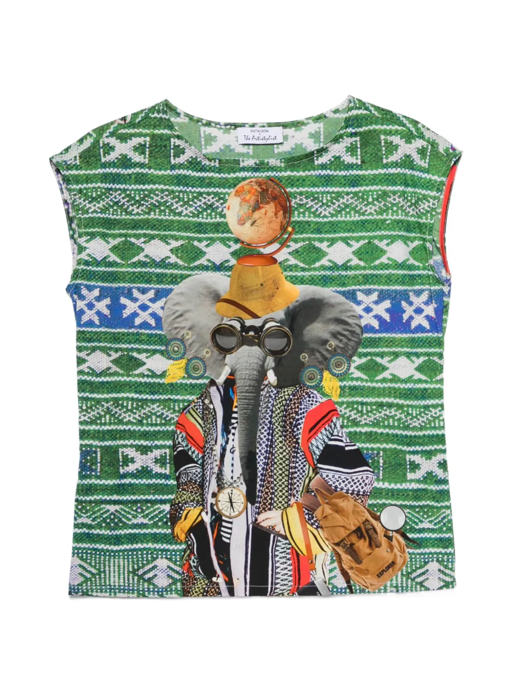 The Artistylist elephant-print geometric-print vest - Verde
