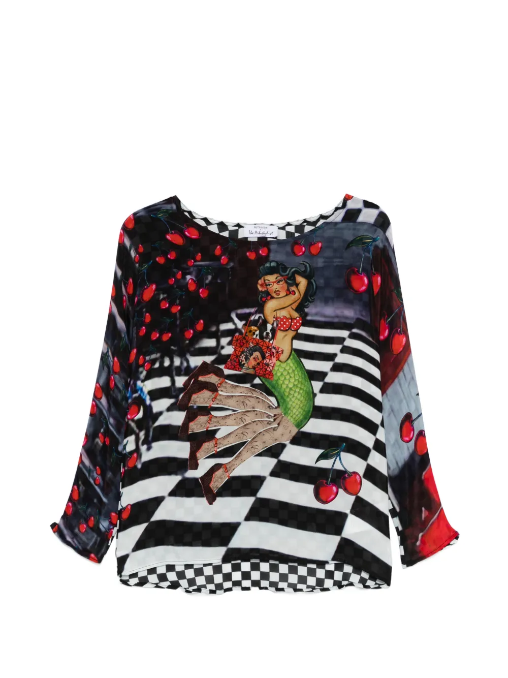 The Artistylist graphic-print checkered blouse - Nero