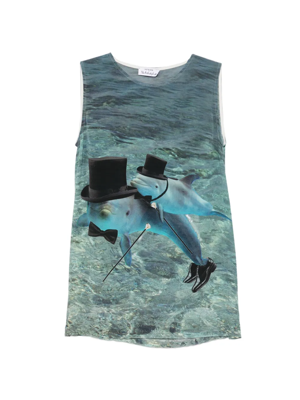 The Artistylist dolphin-print sleeveless top - Blu