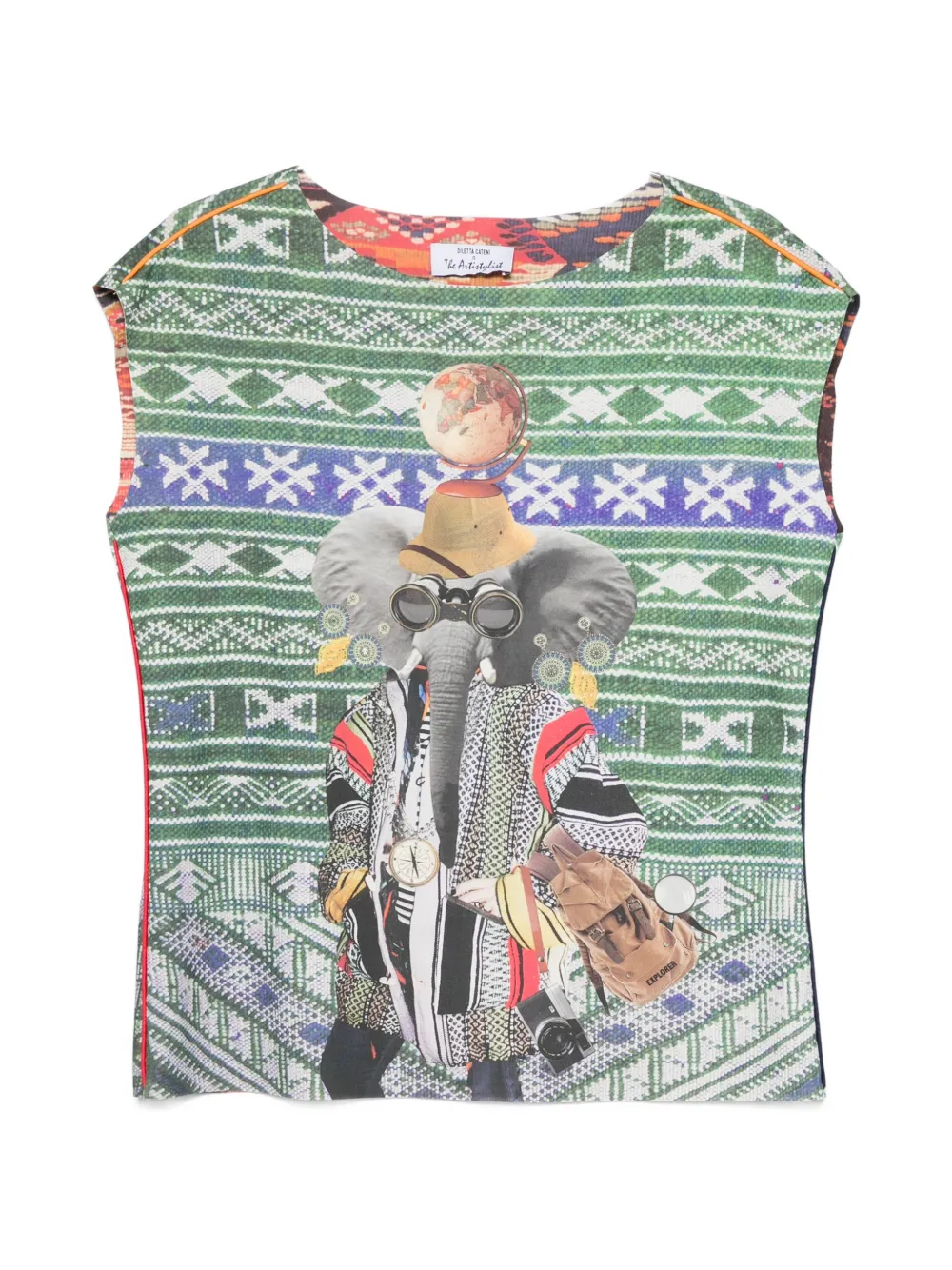 The Artistylist Graphic-print Geometric-pattern Vest In Green