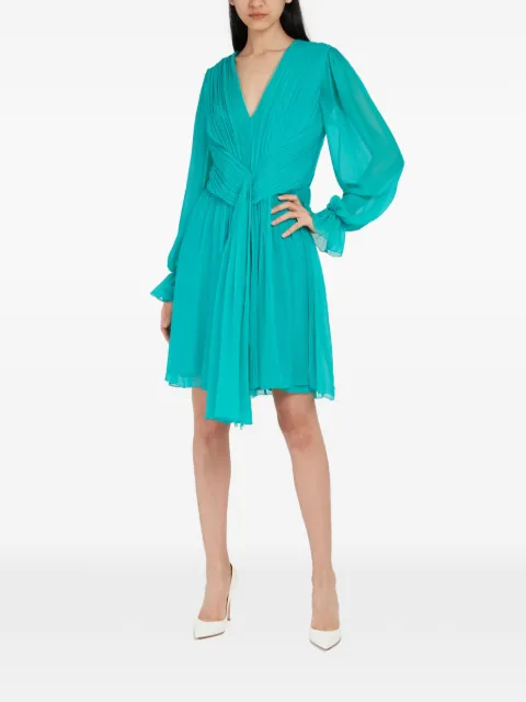 Alberta Ferretti vestido corto plisado con cuello en V