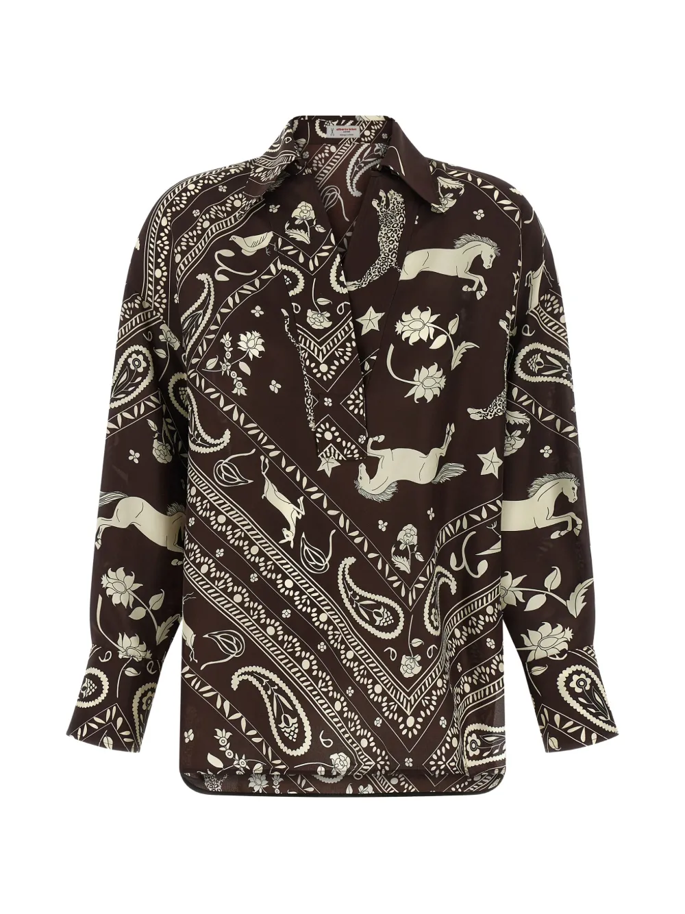 Alberto Biani printed V-neck blouse - Brown