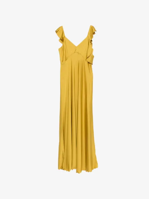 LE RJTANGE vestido largo con detalle de volantes