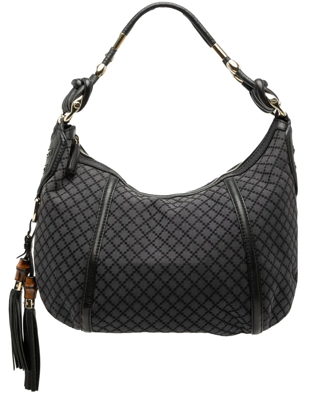 Gucci Pre-Owned 2016-2026 Medium Diamante Canvas Techno Horsebit hobo bag - Grigio