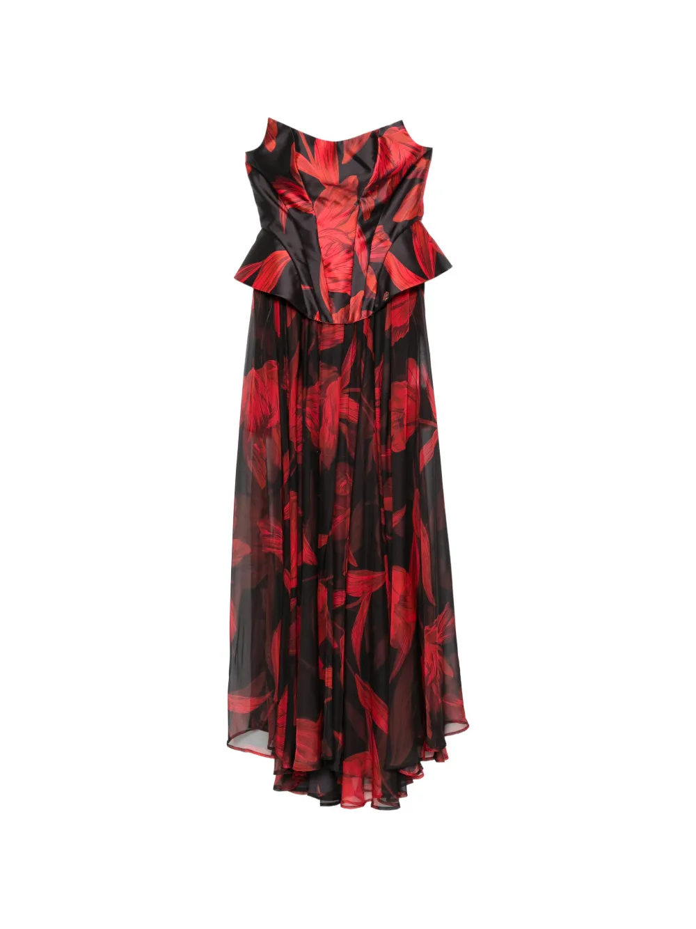 Babylone Paris floral-print peplum-waist maxi dress