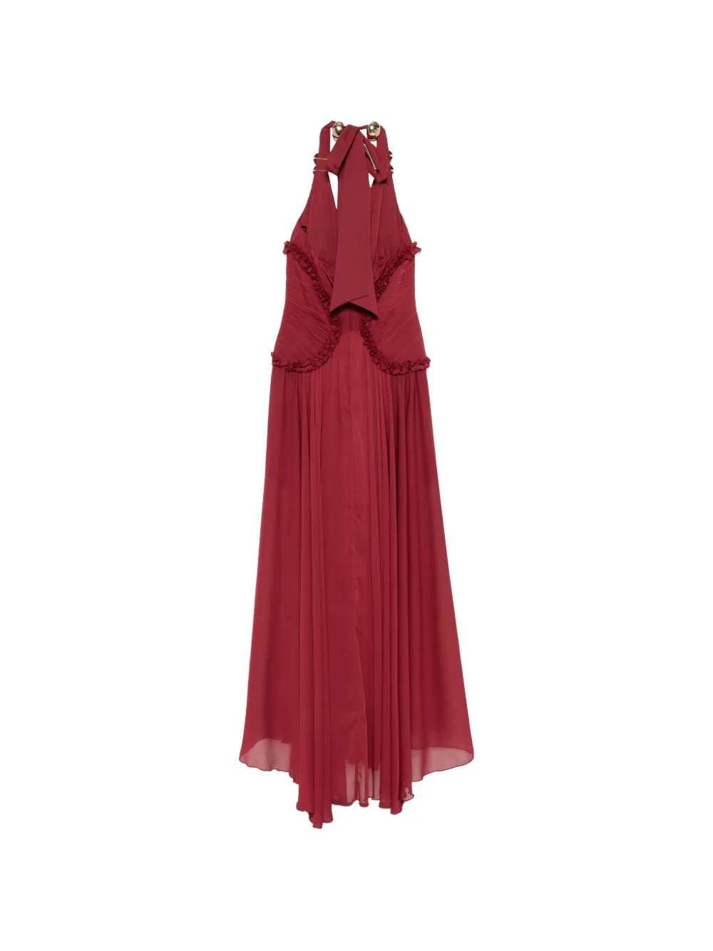 Babylone Paris Maxi-jurk met ruches Rood