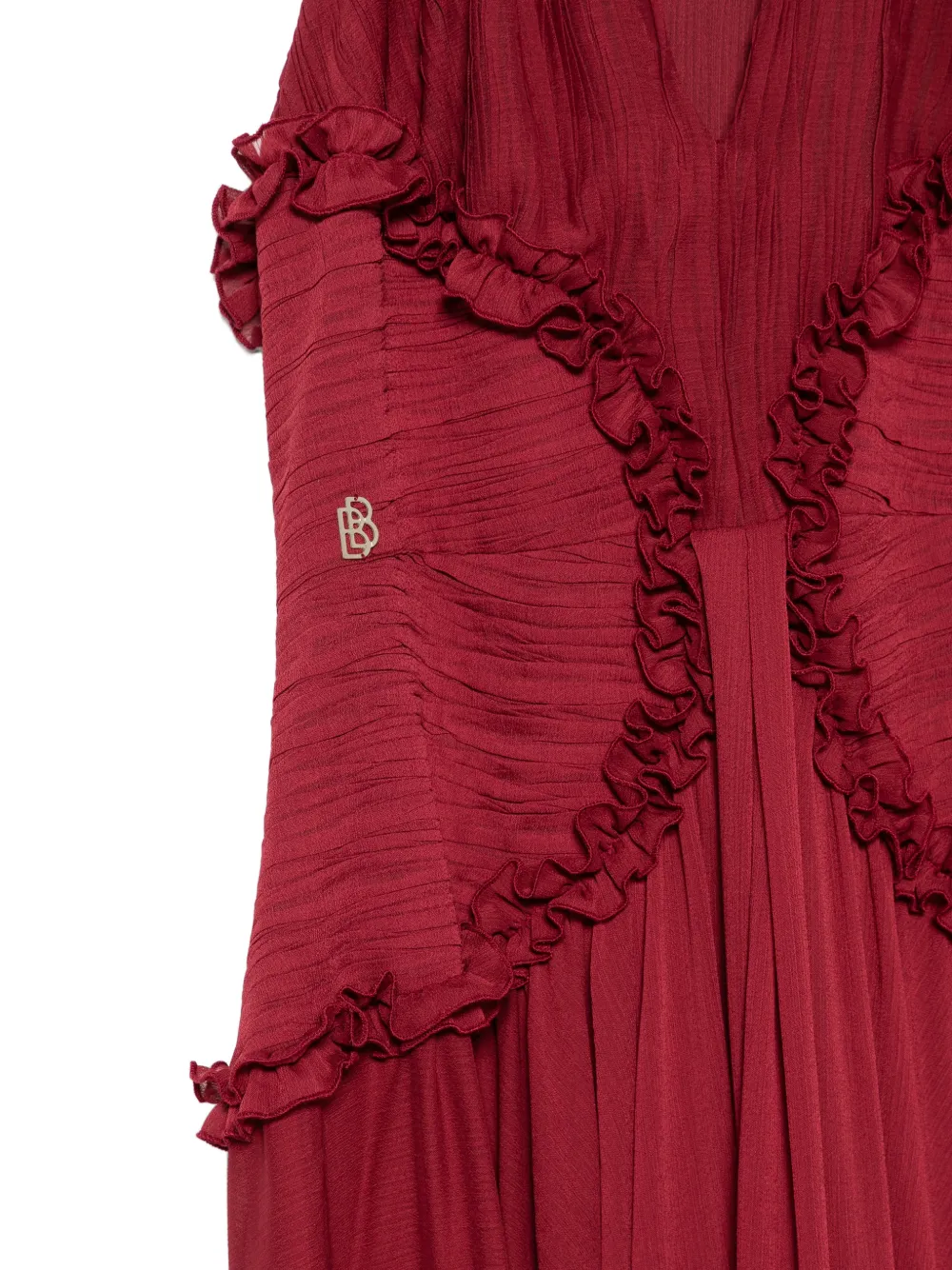 Babylone Paris Maxi-jurk met ruches Rood