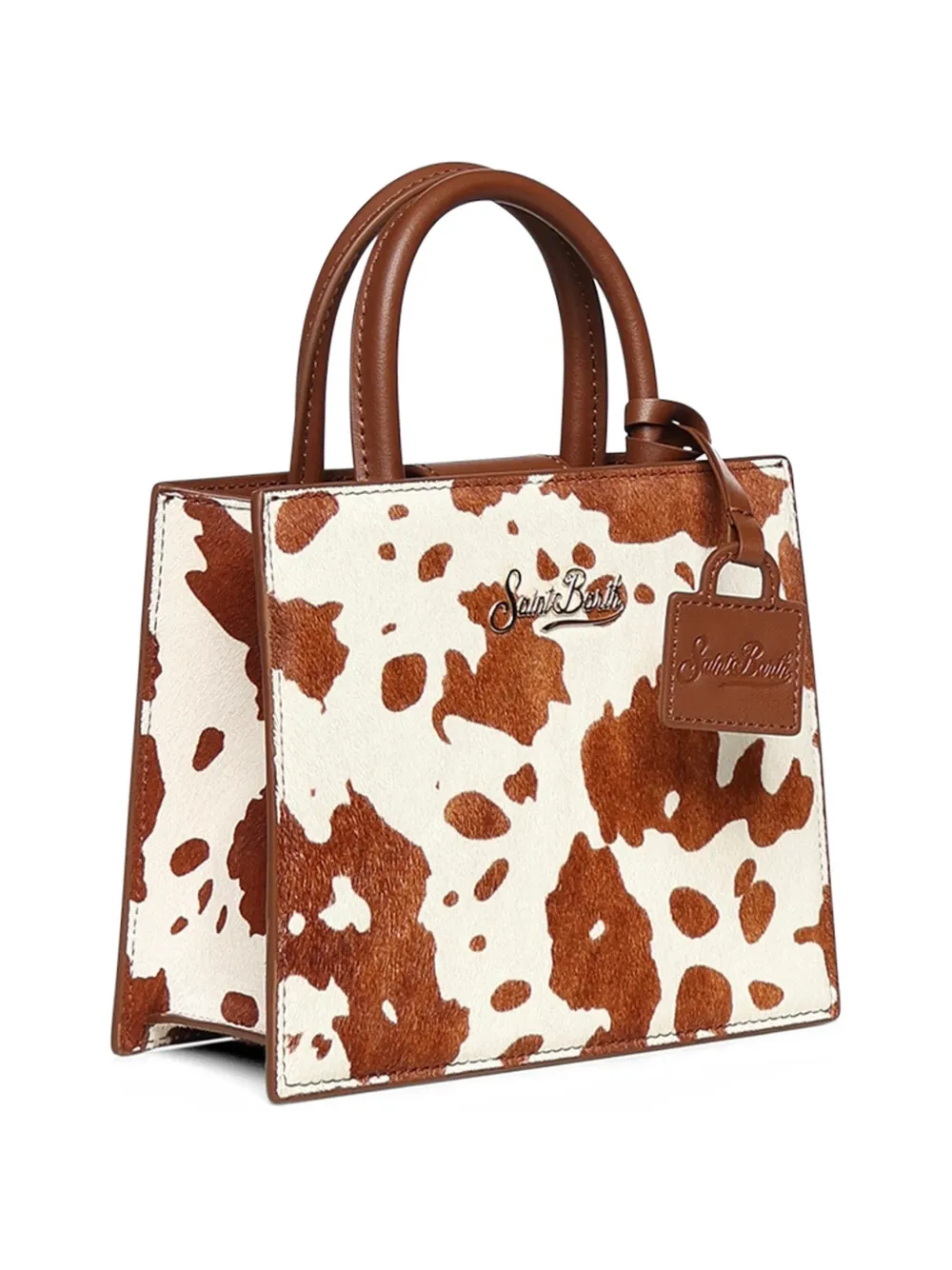 MC2 Saint Barth Shop kleine leren shopper met print Wit