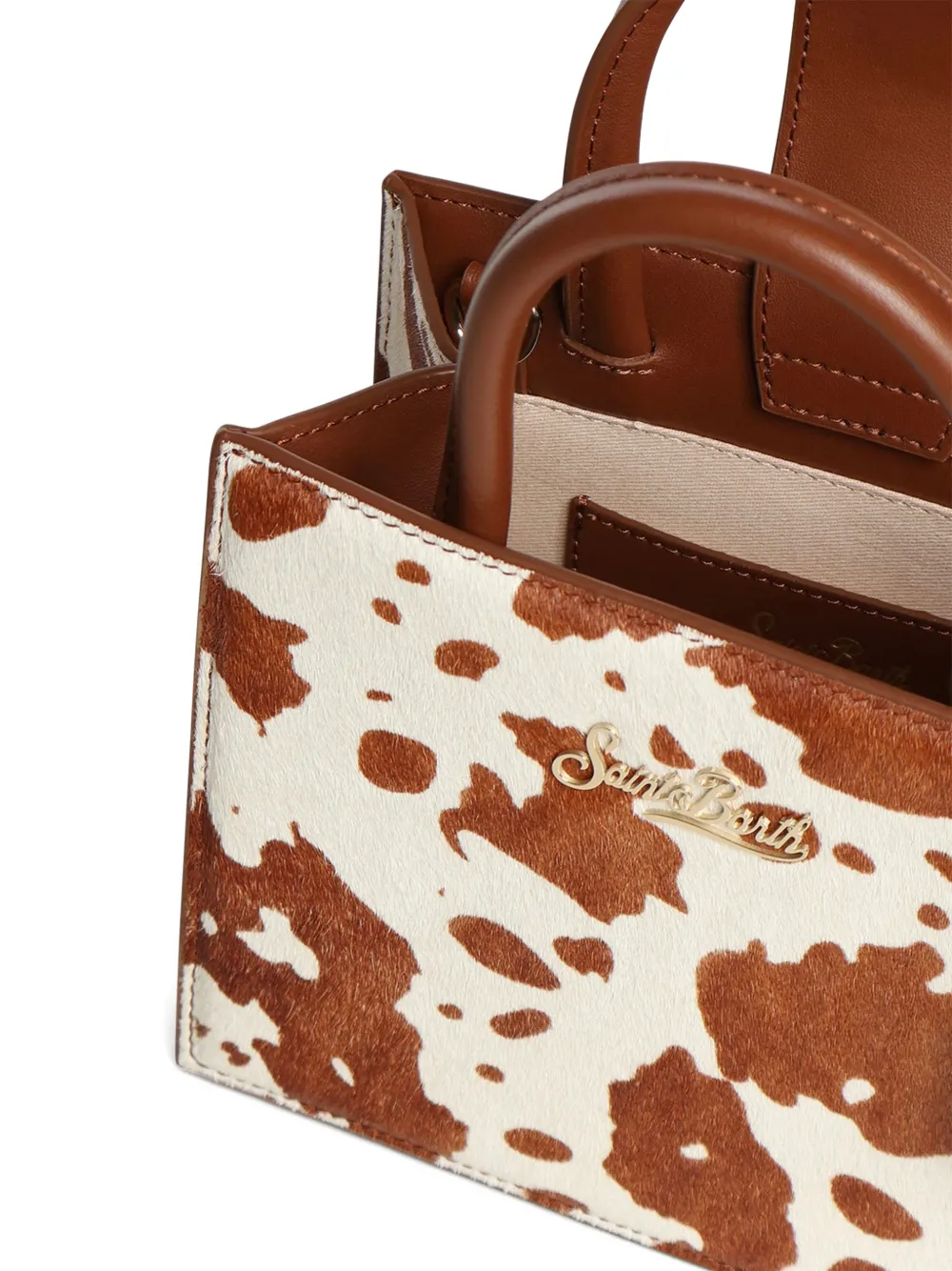 MC2 Saint Barth Shop kleine leren shopper met print Wit