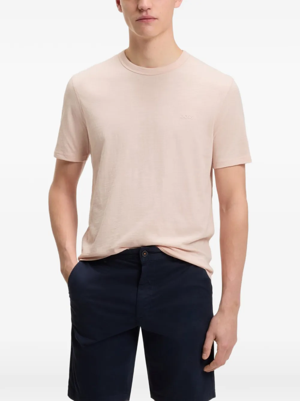 BOSS T-shirt met logodetail Roze
