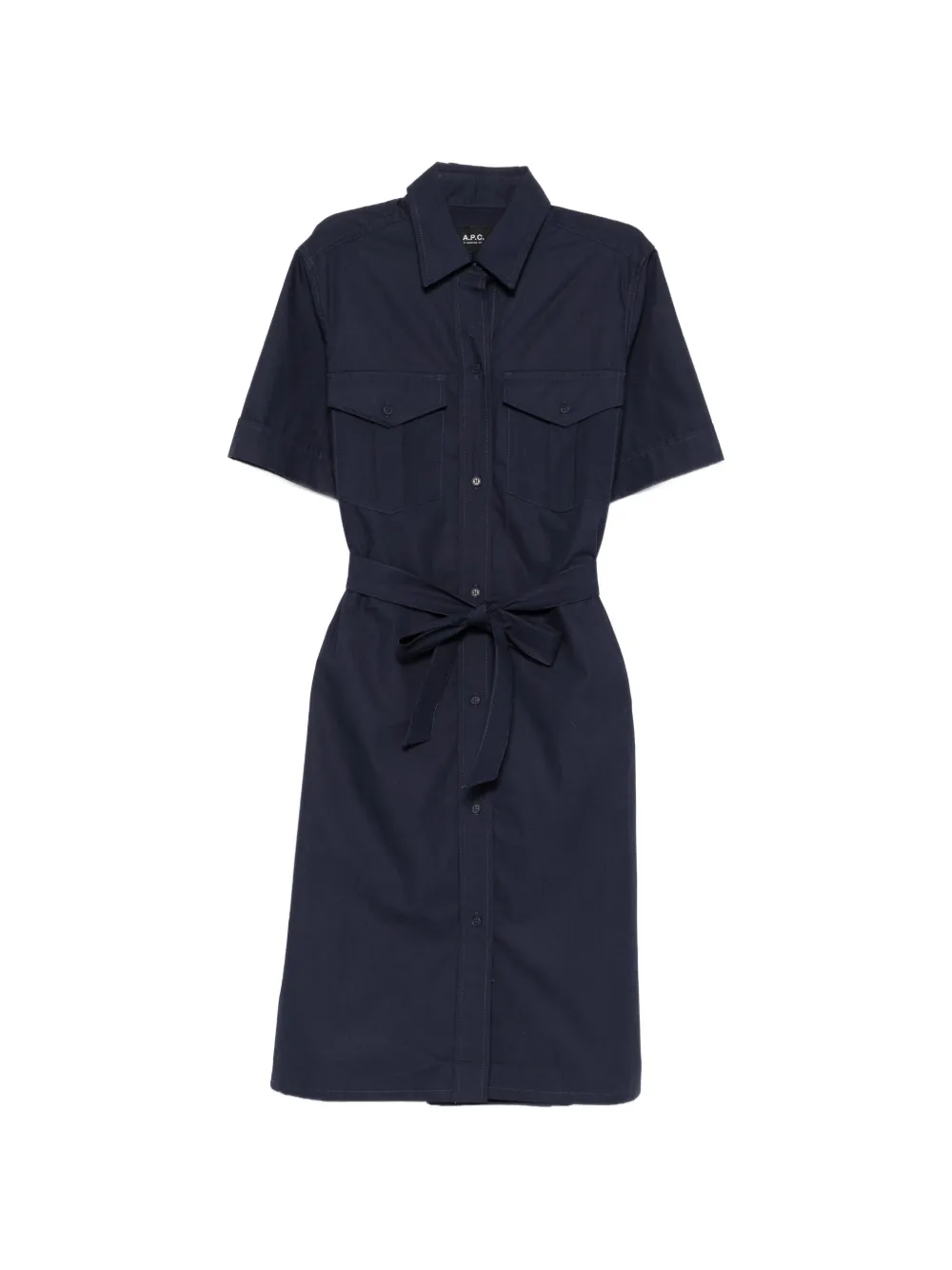 A.P.C. belted short-sleeve shirt dress - Blu