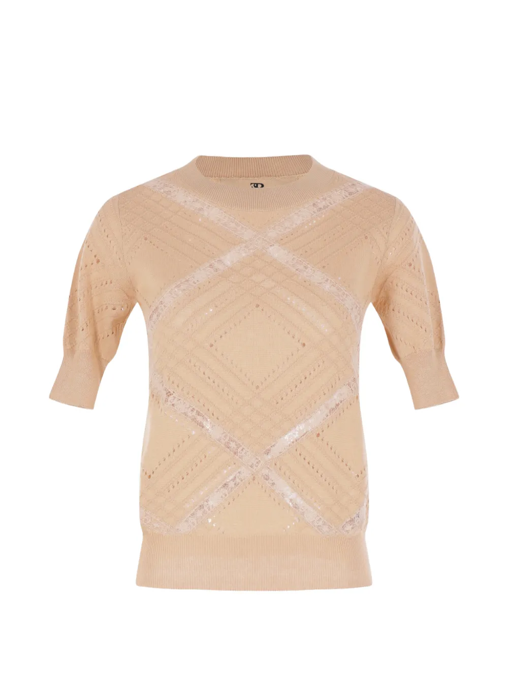 Ermanno Scervino lace-panelled pointelle-knit top - Toni neutri