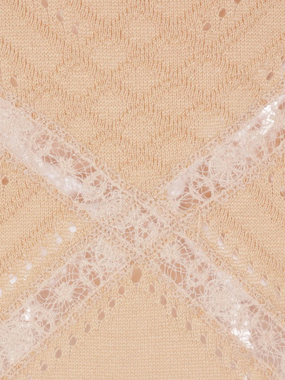 Ermanno Scervino Pointelle gebreide top met kanten vlakken Beige