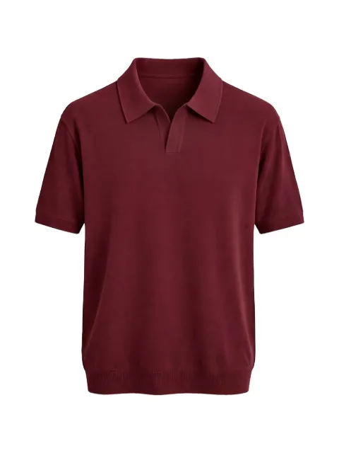 FRANZESE COLLECTION ribbed V-neck cotton polo shirt