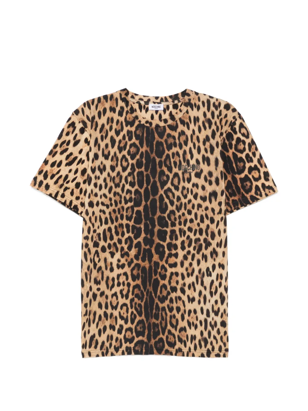 Moschino leopard-print logo-print T-shirt - Nude