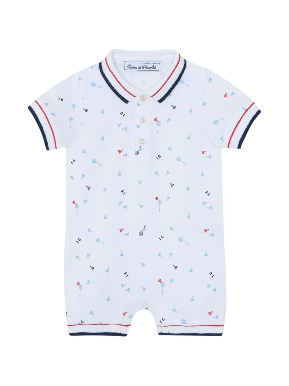 Tartine Et Chocolat polo-collar romper - Bianco