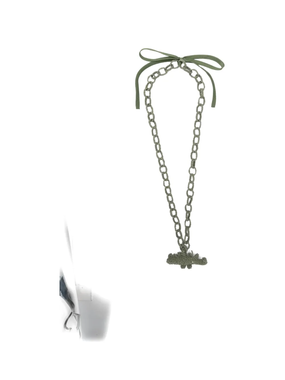 Jejia beaded crocodile-pendant necklace - Verde