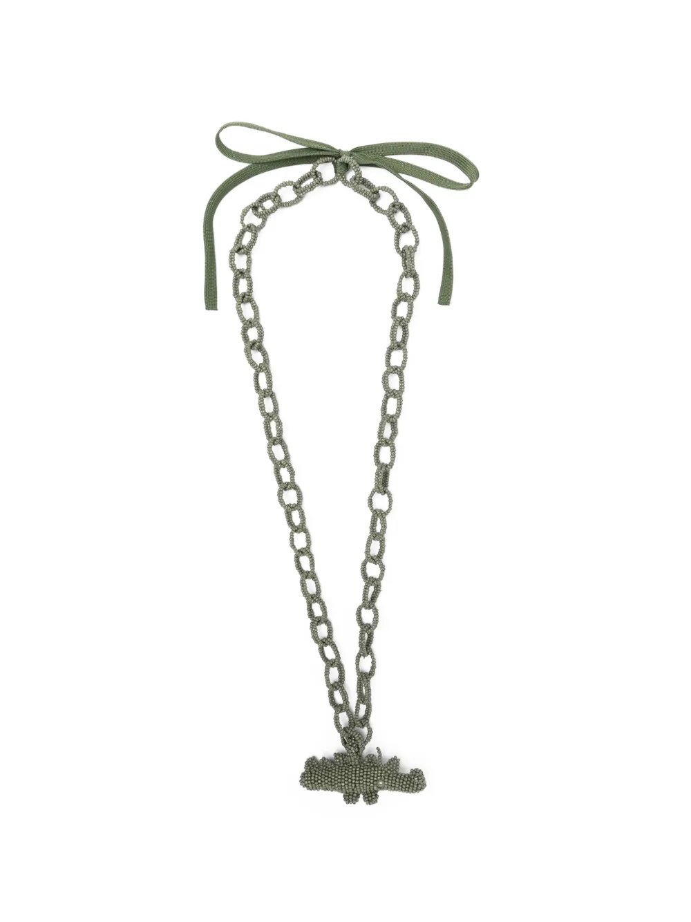 Jejia beaded crocodile-pendant necklace - Verde