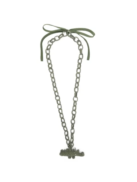 Jejia beaded crocodile-pendant necklace