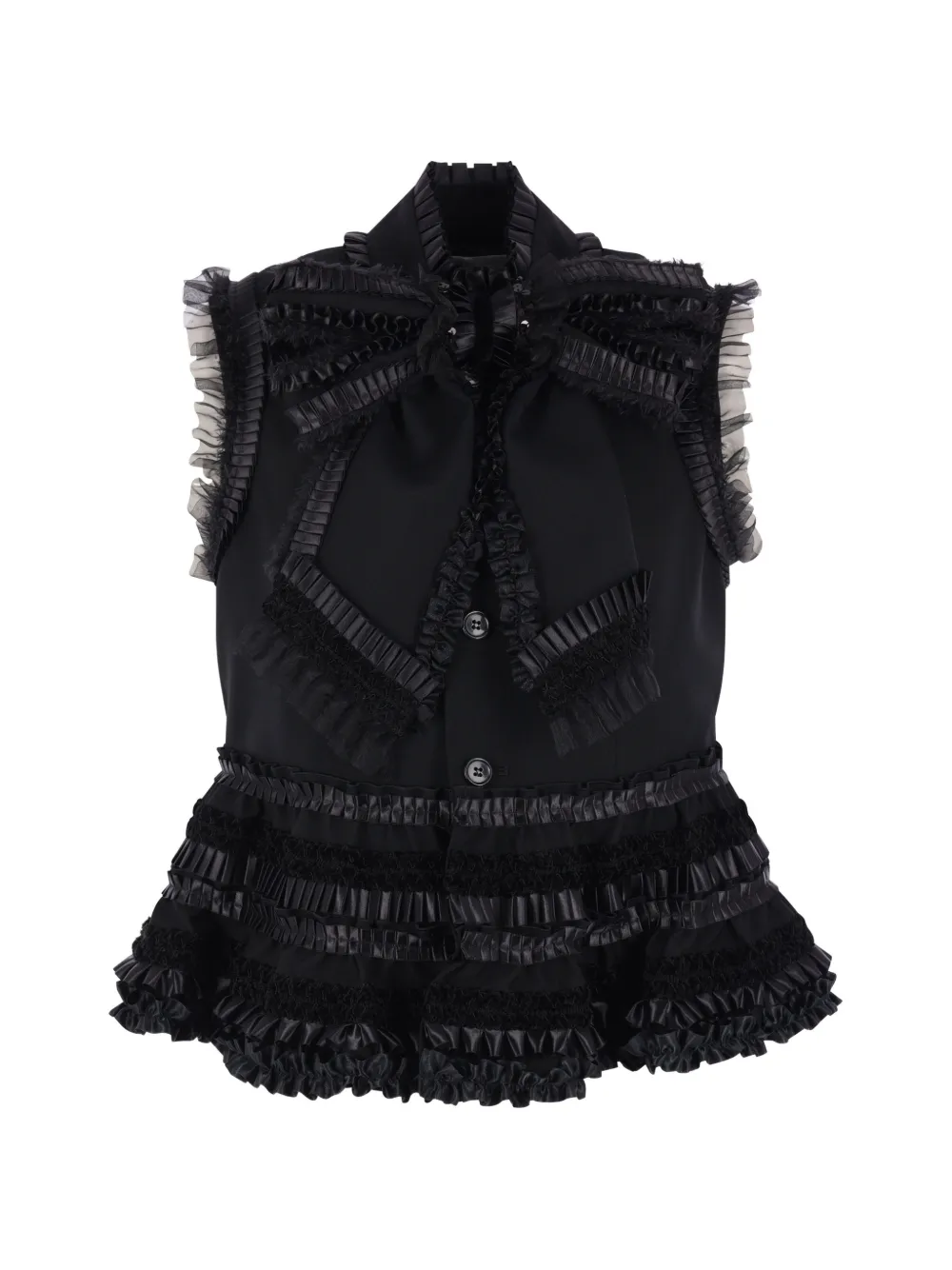 Noir Kei Ninomiya ruffled bow-detail jacket - Nero