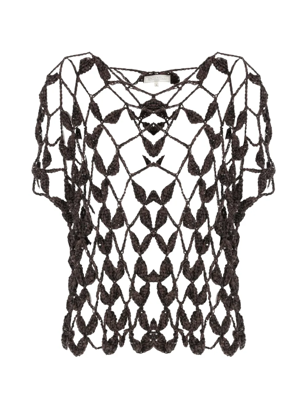 Antonelli sequin-embellished crochet-knit sweater - Marrone